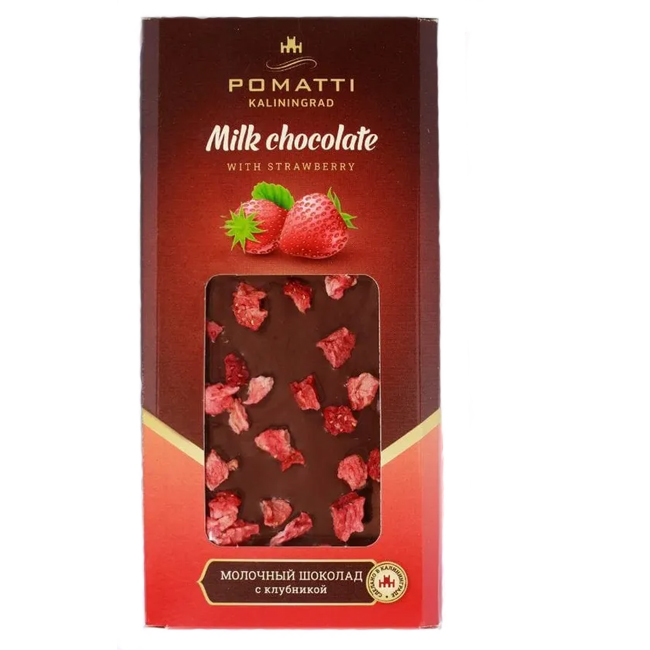 Молочный шоколад с клубникой 80 г POMATTI
