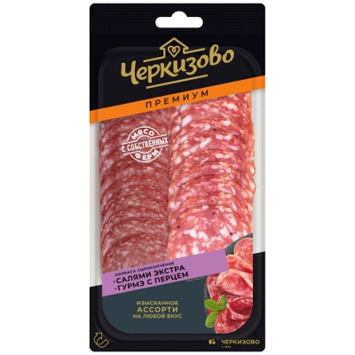 Ассорти колбас Салями Экстра и Гурмэ с перцем (нарезка) 85 г Черкизово