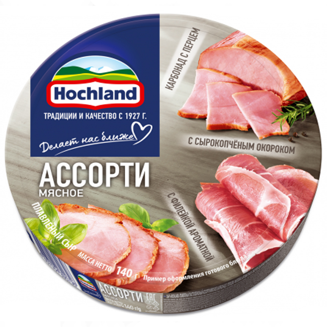 Сыр плавленый Ассорти (ветчина, бекон) 140 г Hochland