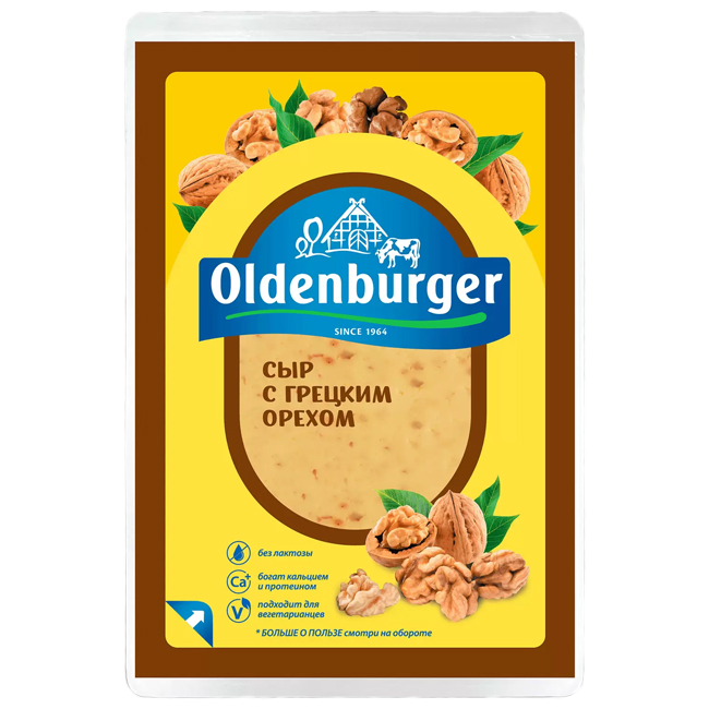 Сыр с грецким орехом (нарезка) 125 г Oldenburger