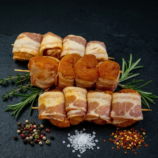 Мини-шашлычок из филе цыпленка в беконе (весовой) охлажденный