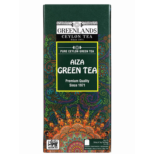 Премиальный зеленый чай GREEN TEA 25 пак. (пакетированный) GREENLANDS