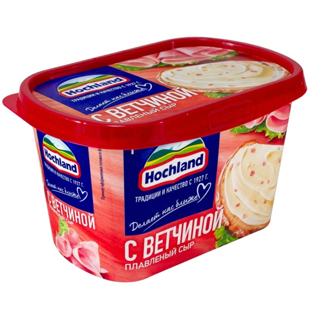 Сыр плавленый с ветчиной (ванночка) 400 г Hochland Сыр плавленый с ветчиной (ванночка) 400 г Hochland