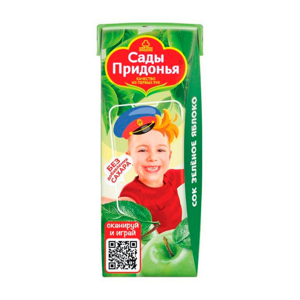 Сок Яблочный из зеленых яблок без сахара 200 мл Сады Придонья