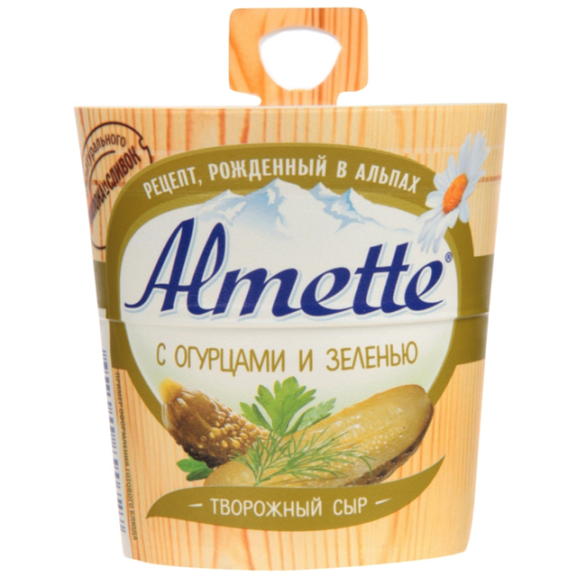 Сыр творожный с огурцами и зеленью 150 г   Almette
