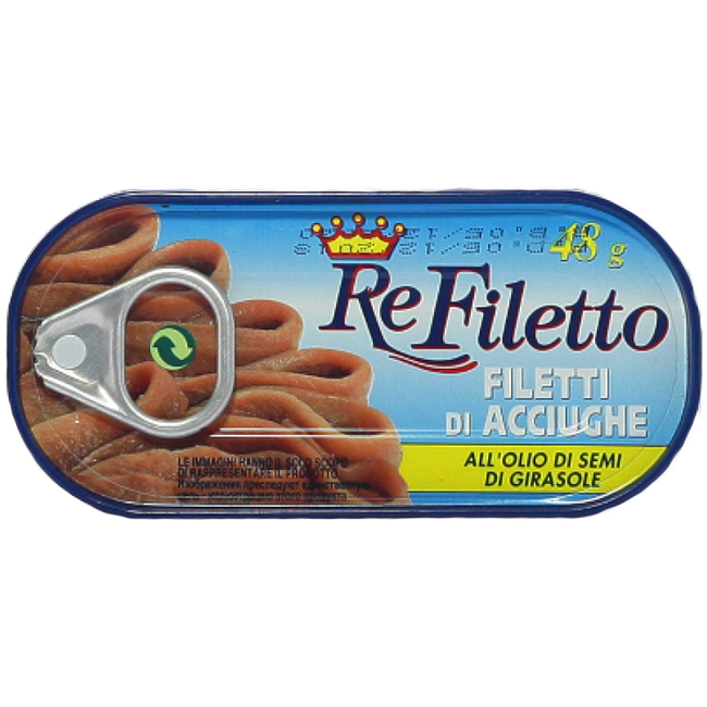 Филе анчоусов в подсолнечном масле 48 г Re Filetto
