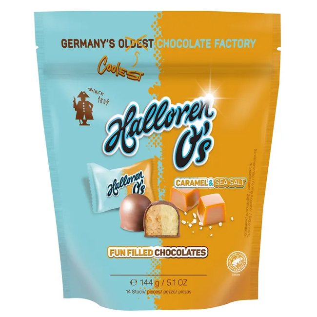 Шоколадные конфеты с начинкой с карамелью и морской солью 144 г Halloren O's