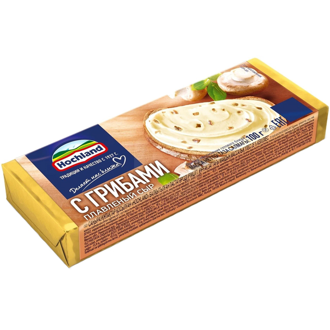 Сыр плавленый с грибами (брусок)100 г  Hochland