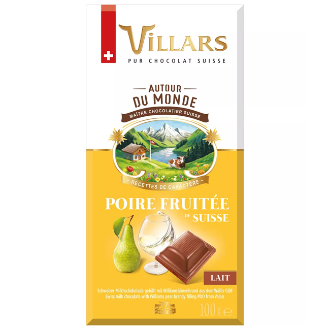 Молочный шоколад с грушевым бренди 100 г Villars