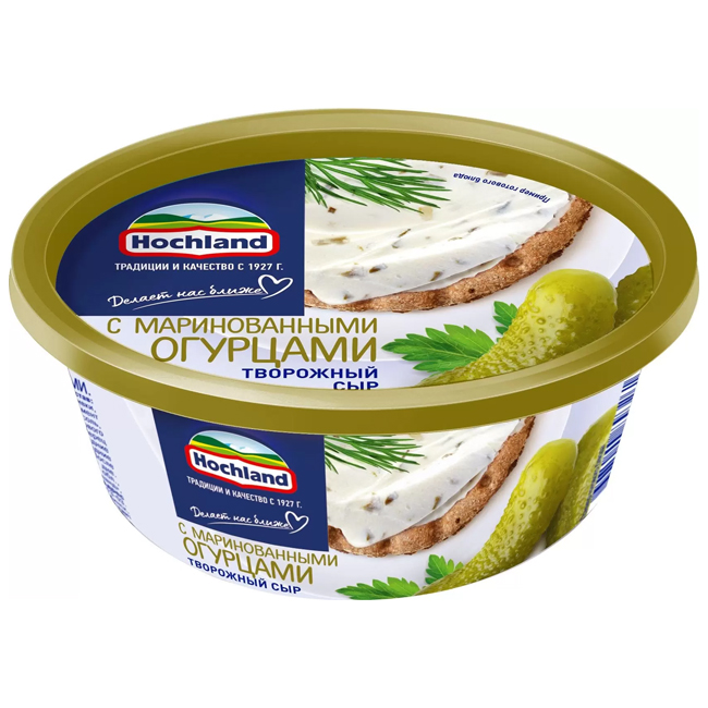 Сыр творожный с маринованными огурцами 140 г(срок годн.29.10)  Hochland