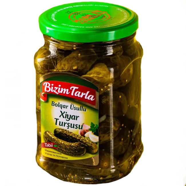 Огурцы целые маринованные по болгарски 670 г Bizim Tarla