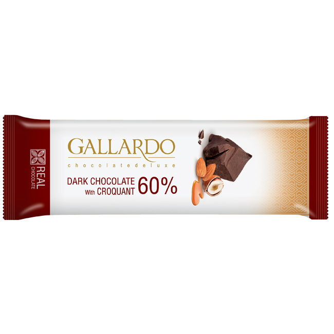 Темный шоколад 60% с грильяжем GALLARDO 23 г FARMAND