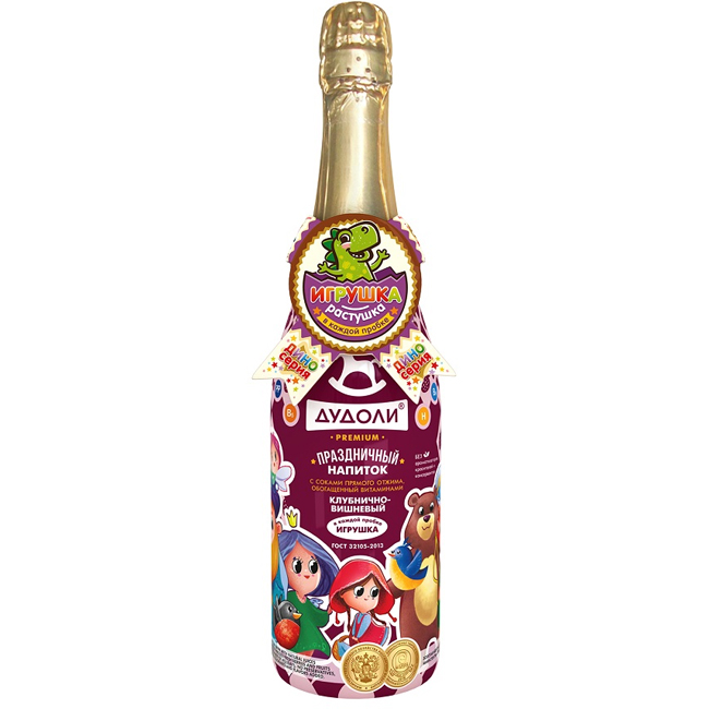 Напиток клубнично-вишневый (сокосодержащий) 750 мл Дудоли