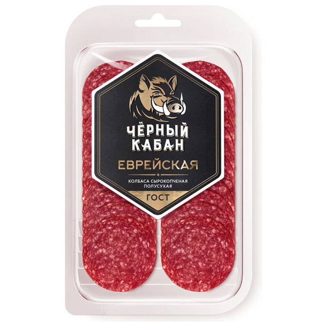 Колбаса сырокопчёная Еврейская (нарезка) 70 г Чёрный Кабан