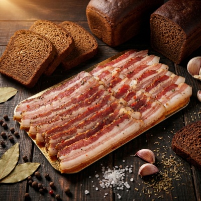 Грудинка "По-Крестьянски" 100 г (нарезка, вакуум) соленая охлажденная