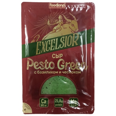 Сыр Pesto Green с базиликом и чесноком (нарезка) 150 г Excelsior Сыр Pesto Green с базиликом и чесноком (нарезка) 150 г Excelsior