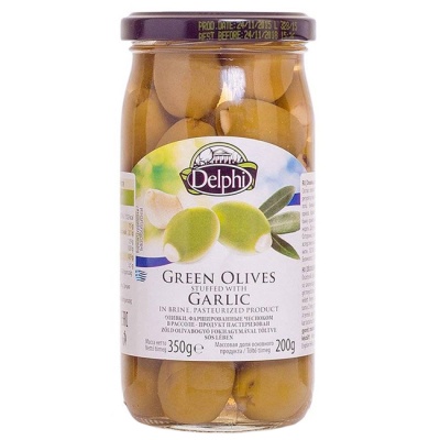 Оливки фаршированные чесноком 350 г Delphi