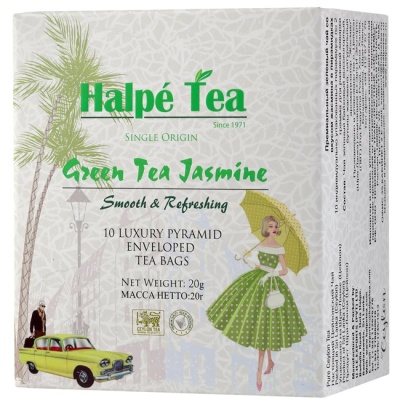 Чай зеленый со вкусом жасмина (в пирамидках) 10 х 2 г Halpe Tea Чай зеленый со вкусом жасмина (в пирамидках) 10 х 2 г Halpe Tea