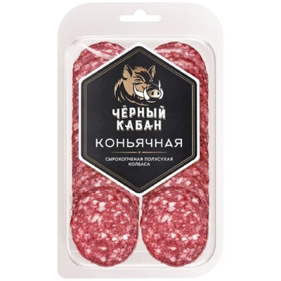 Колбаса сырокопчёная Коньячная (нарезка) 95 г Чёрный Кабан