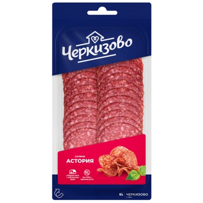 Колбаса сырокопчёная Астория (нарезка) 85 г  Черкизово