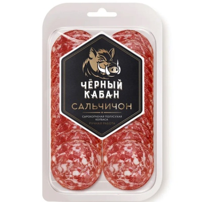 Колбаса сырокопчёная Сальчичон (нарезка) 95 г Чёрный Кабан