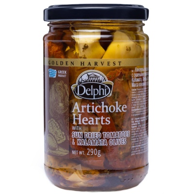 Артишоки с сушеными томатами и маслинами Каламата 290 г Delphi