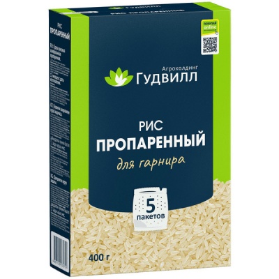 Рис пропаренный 400 г (5 шт х 80 г) Гудвилл