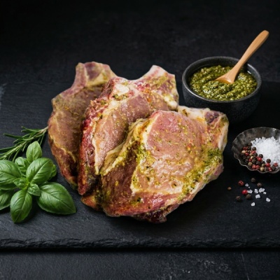 Стейк из свинины на кости "Песто" (весовой) охлажденный