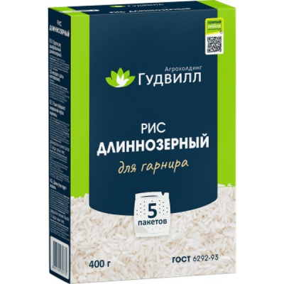 Рис длиннозерный 400 г (5 шт х 80 г) Гудвилл