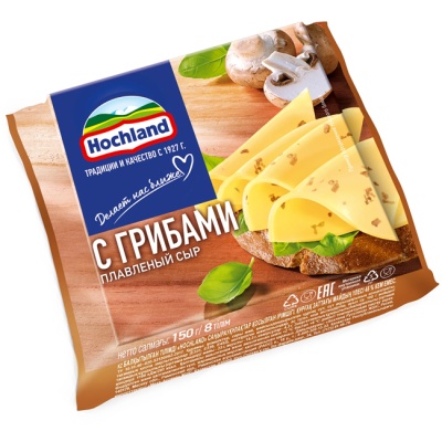 Сыр плавленый с грибами (слайсы) 150 г (срок годн.27.03)  Hochland