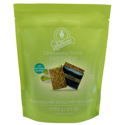 Набор молочного шоколада Pistachio Thins с фисташковой начинкой 150 г Halloren