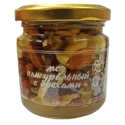 Мед натуральный с орехами (ассорти) 240 г 