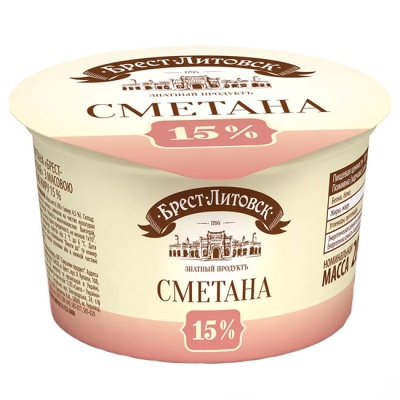 Сметана 15% Брест-Литовск 180 г Савушкин продукт